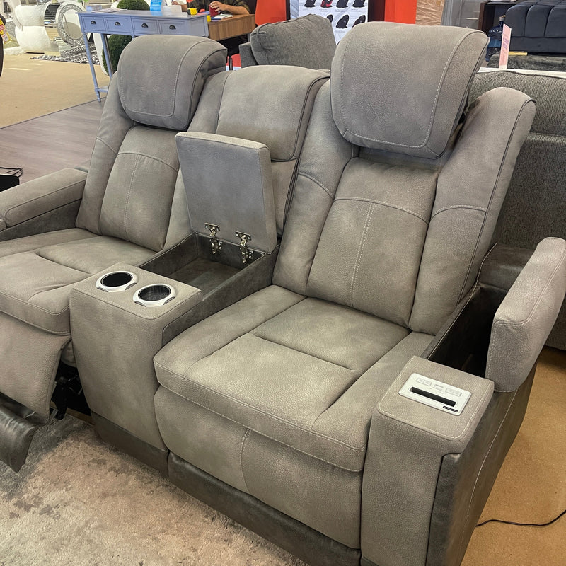 Next-Gen DuraPella Dual-Tone Slate Power Reclining Loveseat w/ Console