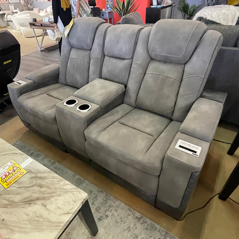 Next-Gen DuraPella Dual-Tone Slate Power Reclining Loveseat w/ Console