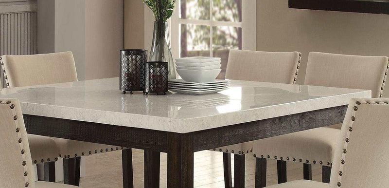 Nolan - White Marble & Salvage Dark Oak - Counter Height Dining Table - Ornate Home