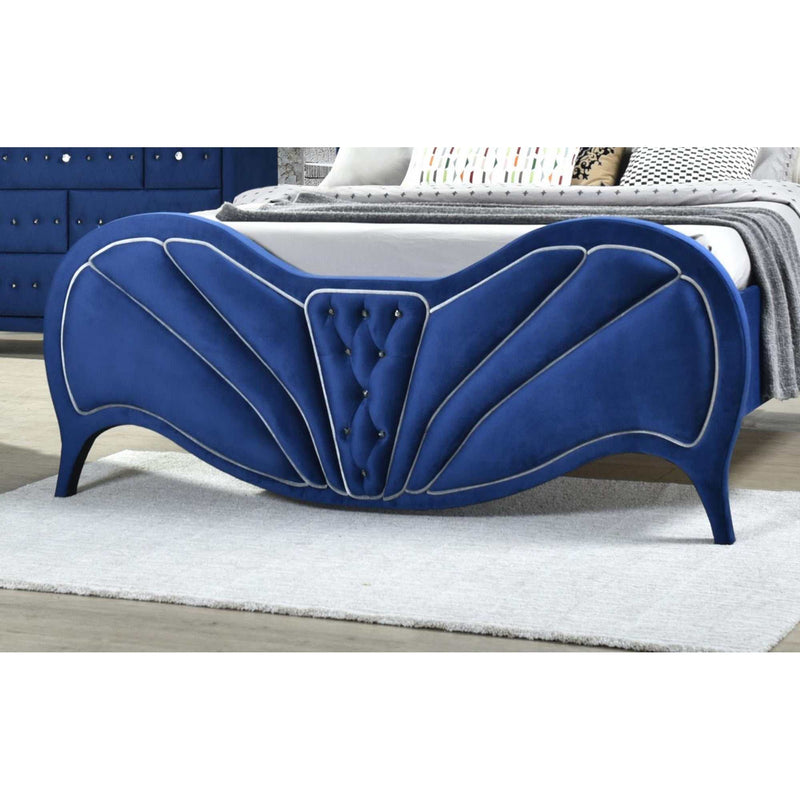 Dante - Blue Velvet - Eastern King Bed - Ornate Home