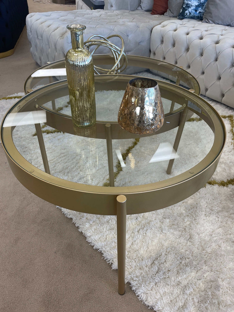 Andover - Clear Glass & Gold Finish - Nesting Table (Set of 2) - Ornate Home