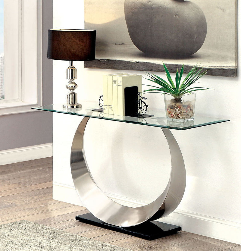 Orla Satin Plated & Black Sofa Table