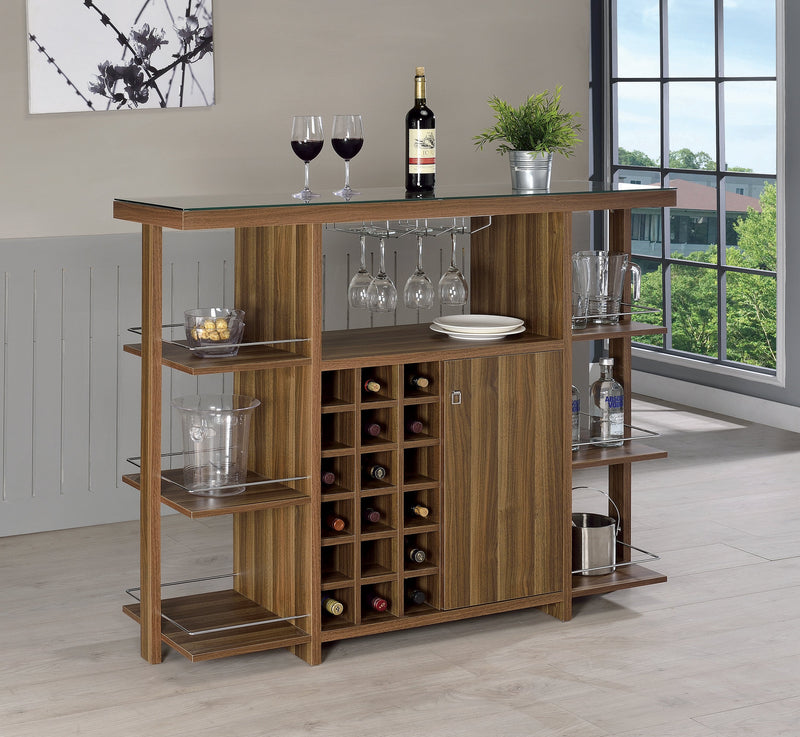 Doris - Walnut - Bar Unit w/ Wine Bottle Storage - Ornate Home