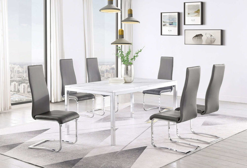 Anges - Grey & Chrome - Dining Chairs (Set Of 4) - Ornate Home