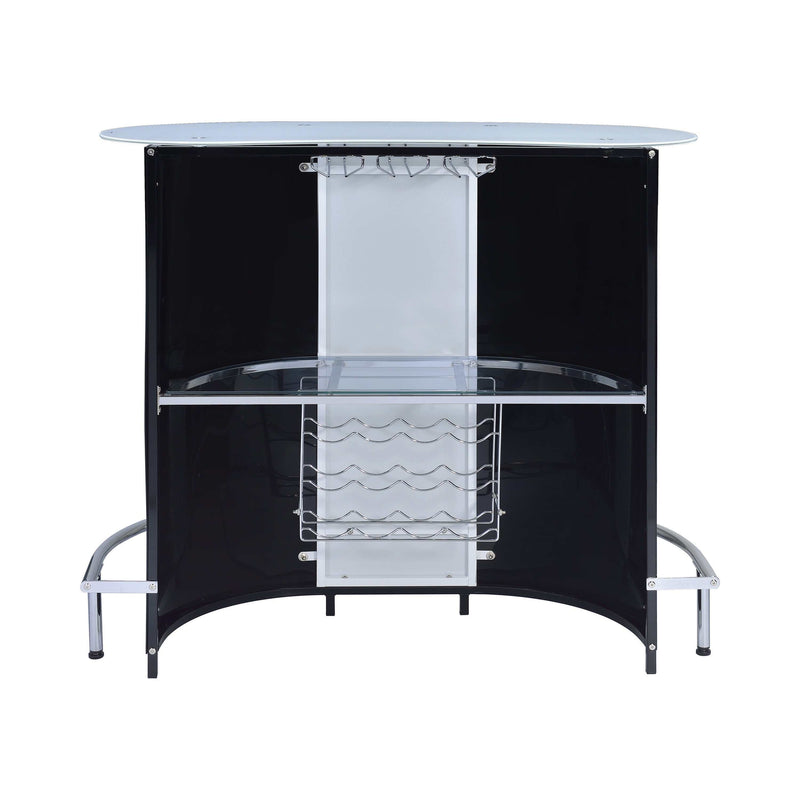 Tommie - Black & Chrome - Bar Unit w/ Frosted Glass Top - Ornate Home