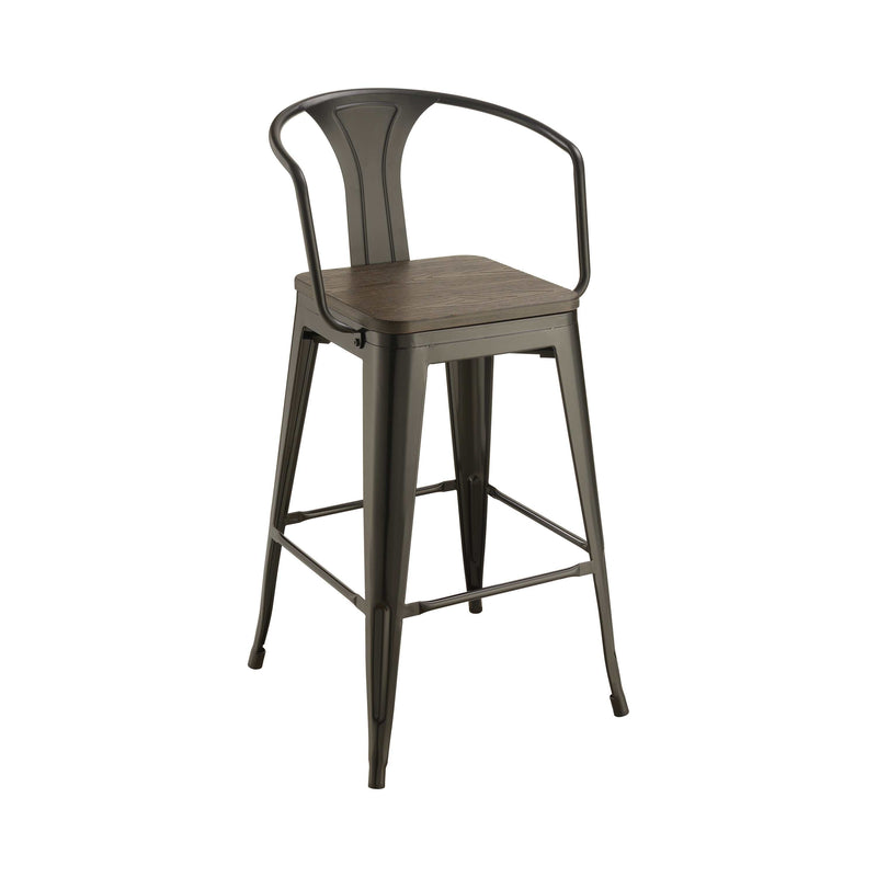 Shahza - Dark Elm & Matte Black - Bar Stools  (Set Of 2) - Ornate Home