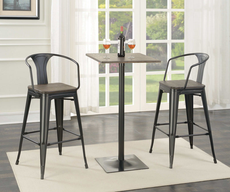 Shahza - Dark Elm & Matte Black - Bar Stools  (Set Of 2) - Ornate Home