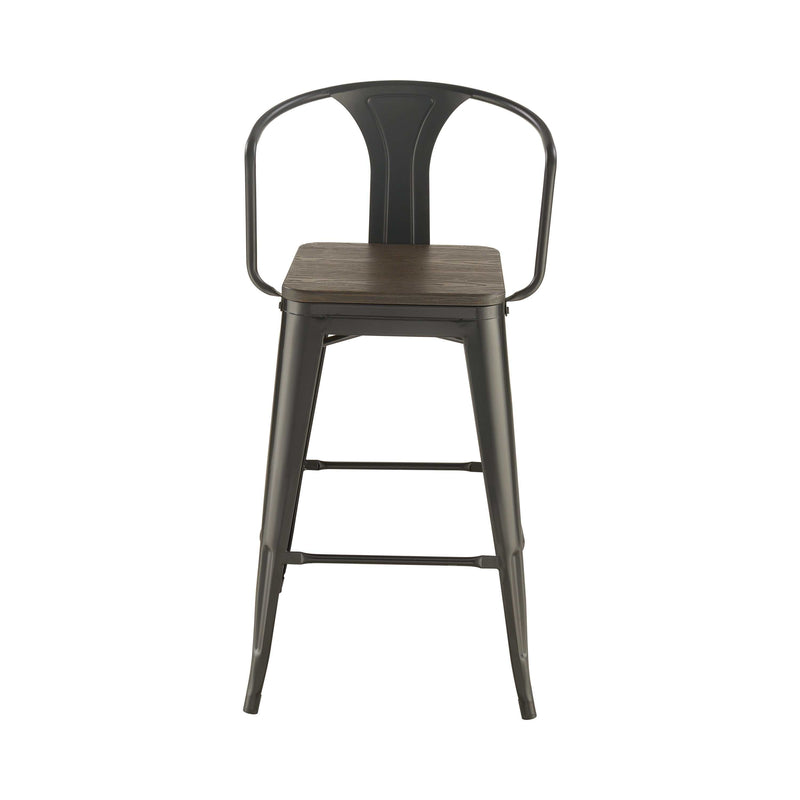 Shahza - Dark Elm & Matte Black - Bar Stools  (Set Of 2) - Ornate Home