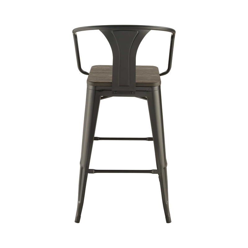 Shahza - Dark Elm & Matte Black - Bar Stools  (Set Of 2) - Ornate Home