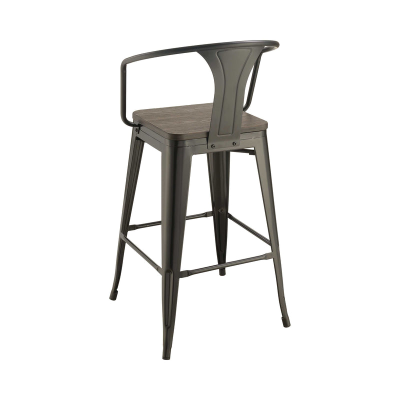 Shahza - Dark Elm & Matte Black - Bar Stools  (Set Of 2) - Ornate Home