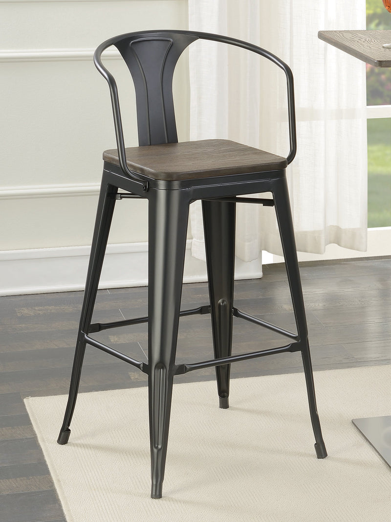 Shahza - Dark Elm & Matte Black - Bar Stools  (Set Of 2) - Ornate Home