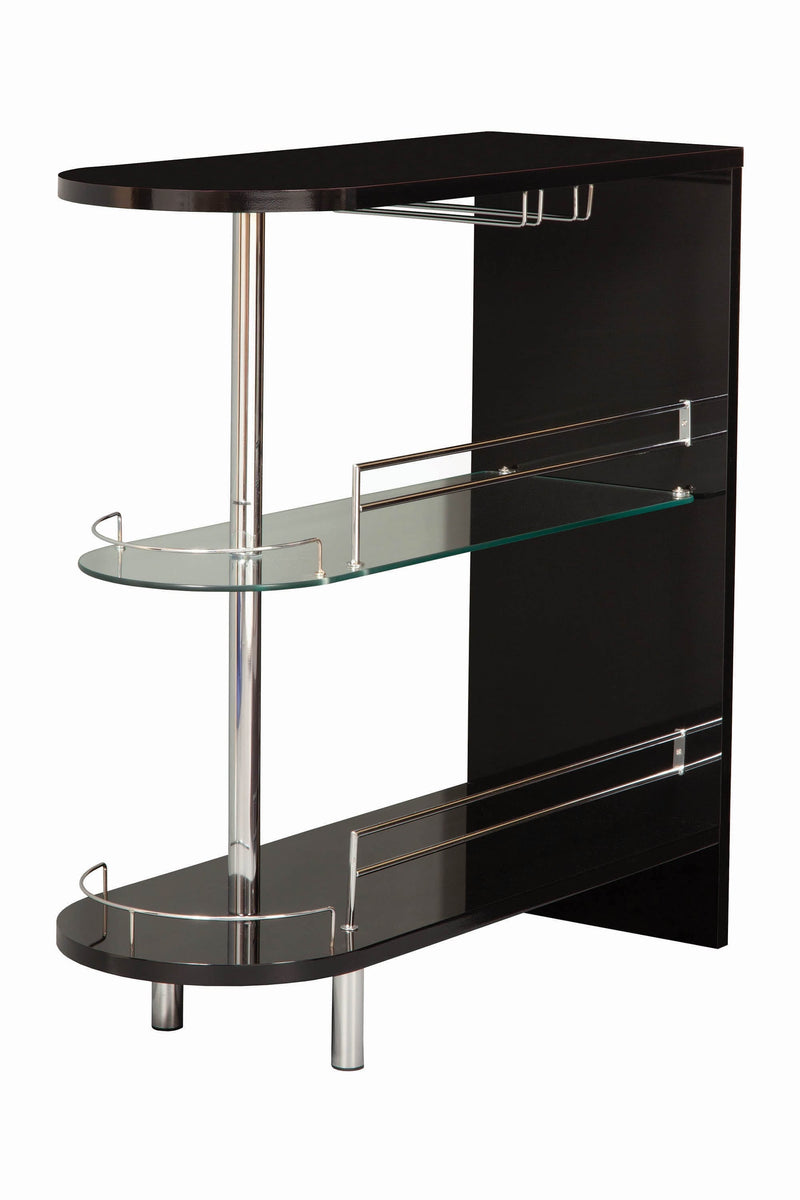 Adolfo Glossy Black & Clear 3 Tier Bar Table