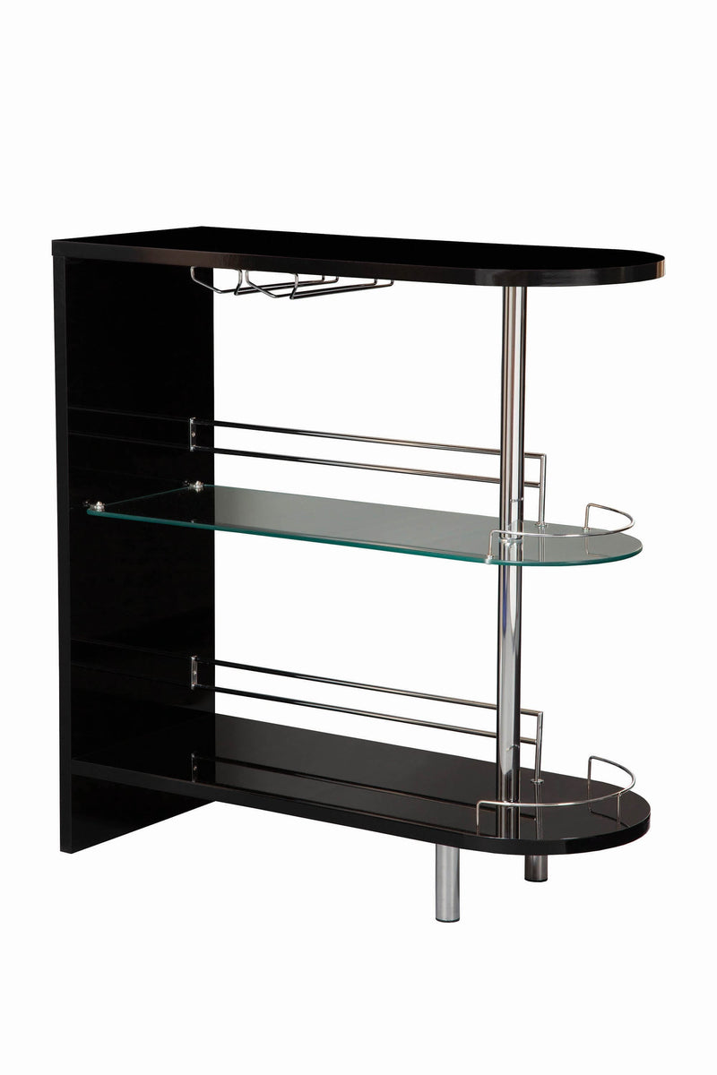 Adolfo Glossy Black & Clear 3 Tier Bar Table