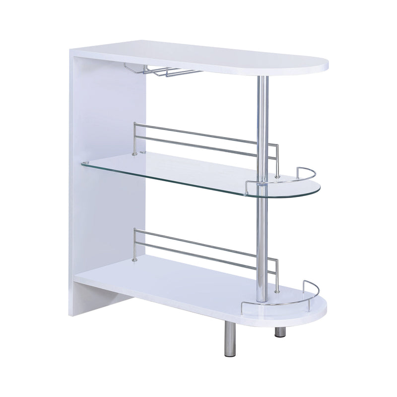 Adolfo Glossy White & Clear 3 Tier Bar Table