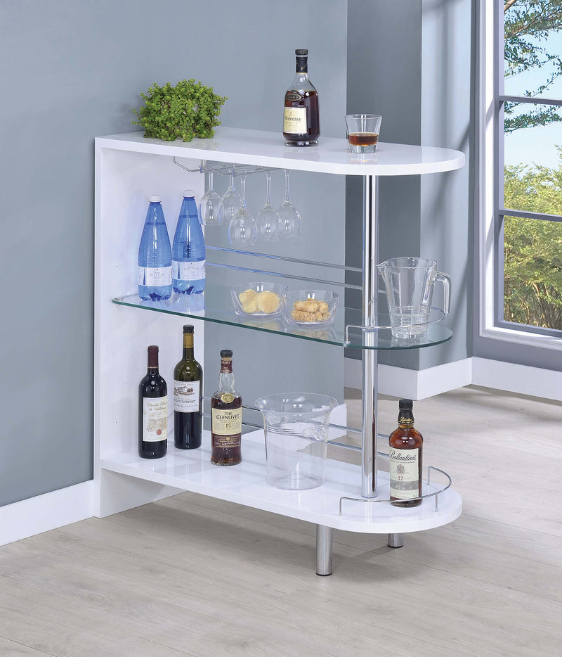 Adolfo Glossy White & Clear 3 Tier Bar Table