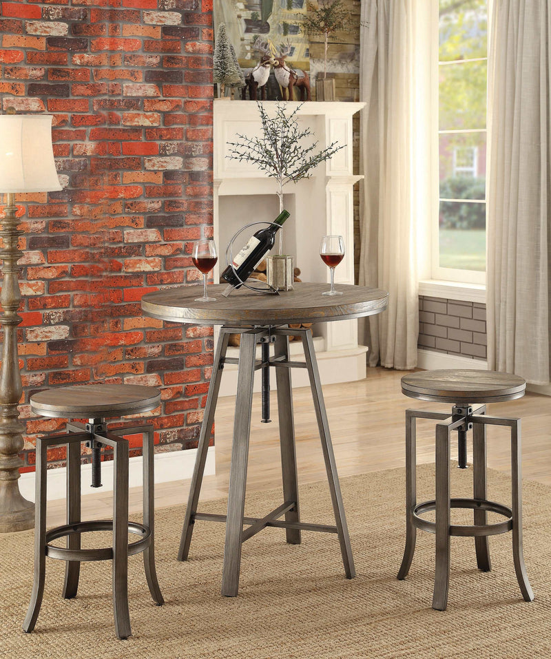 Bethan - Brushed Nutmeg & Slate Grey - Adjustable Swivel Bar Table - Ornate Home