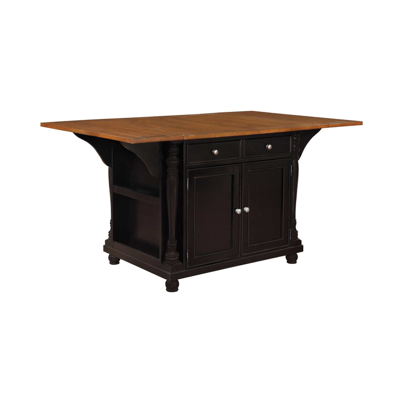 Slater - Brown And Black - 2 Drawer Kitchen Island w/ Drop Leaves - Ornate Home