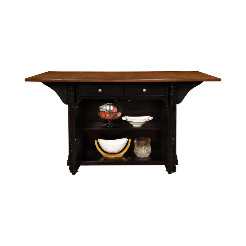 Slater - Brown And Black - 2 Drawer Kitchen Island w/ Drop Leaves - Ornate Home