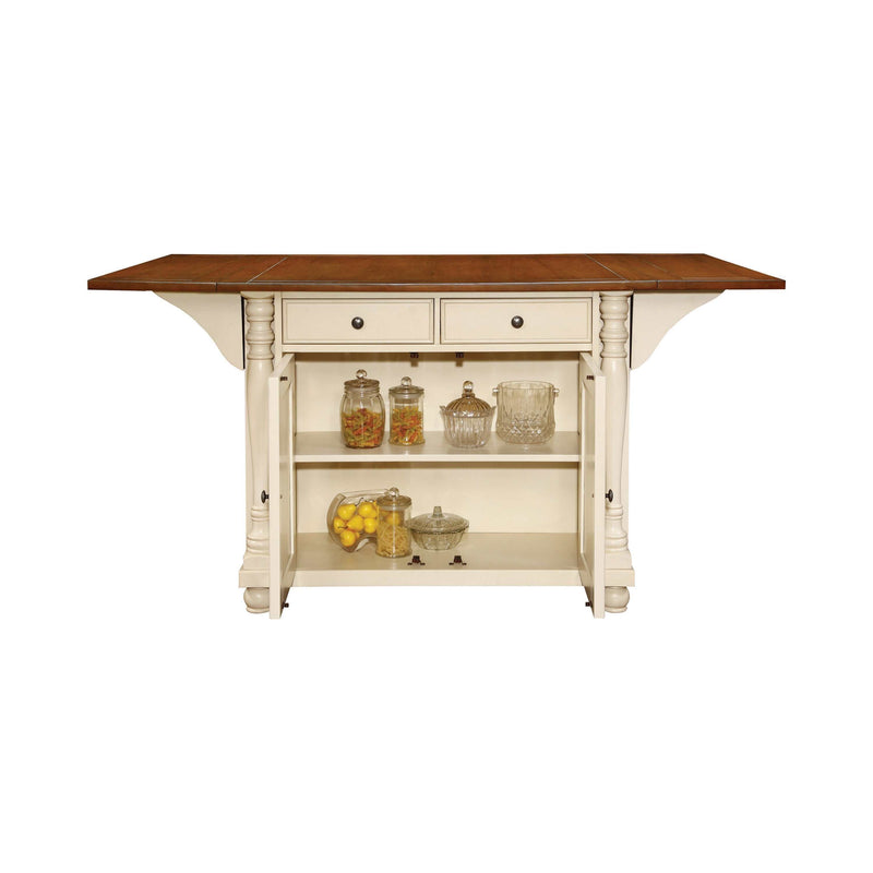 Slater - Brown And Buttermilk - 2 Drawer Kitchen Island w/  Drop Leaves - Ornate Home