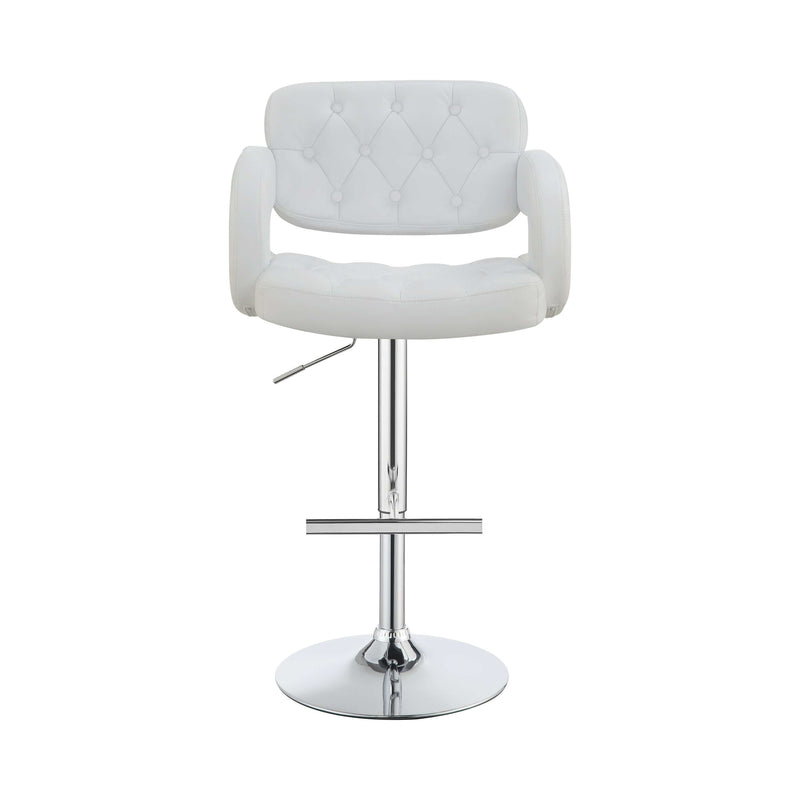 Veer - White & Chrome - 29″ Adjustable Height Bar Stool - Ornate Home