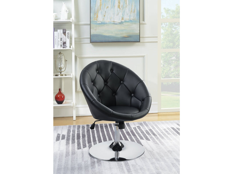 Kezia - Black & Chrome - Swivel Chair - Ornate Home