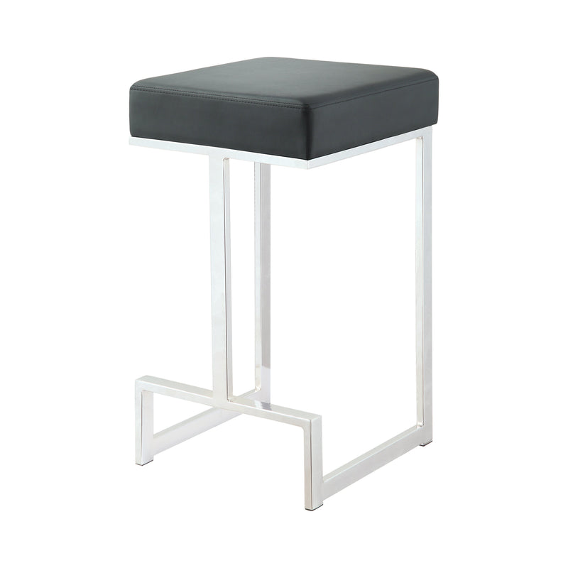 Gervase Black & Chrome Square Counter Height Stool