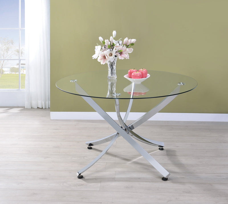 Beckham - Chrome & Clear - Round Dining Table - Ornate Home