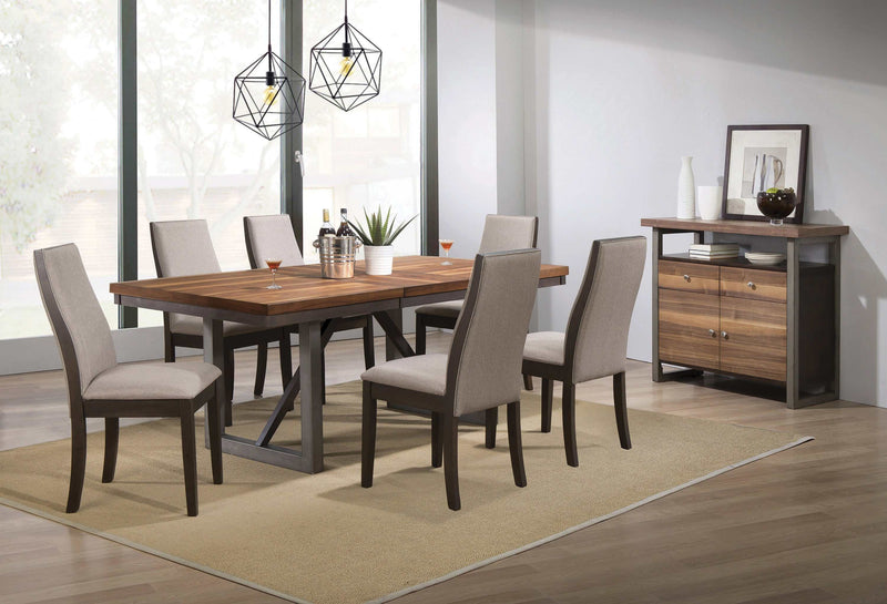 Spring Creek - Natural Walnut & Grey - 7pc Dining Room Set - Ornate Home