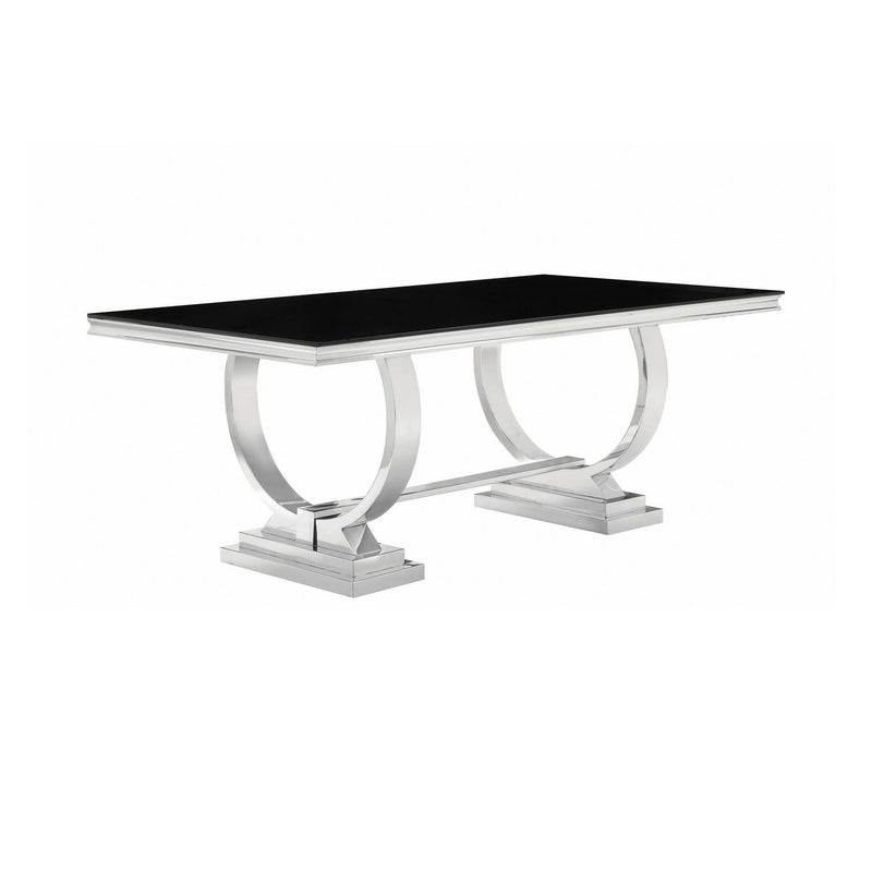 Antoine - Black Glass & Chrome - Dining Table - Ornate Home