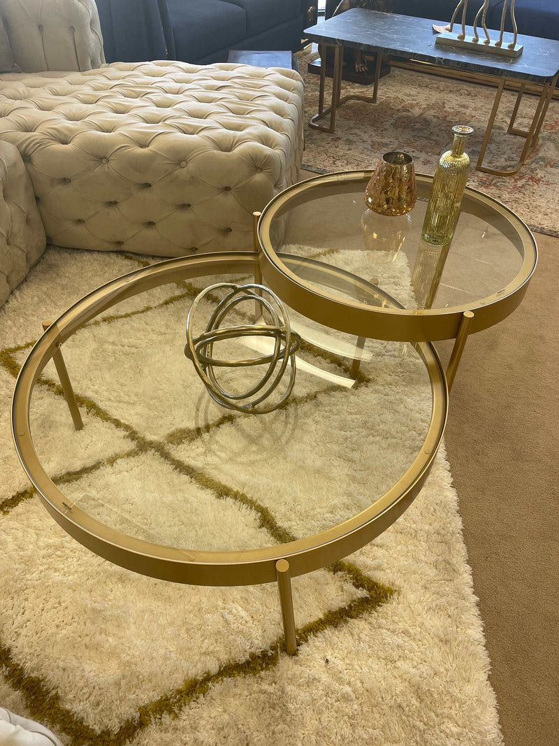 Andover - Clear Glass & Gold Finish - Nesting Table (Set of 2) - Ornate Home