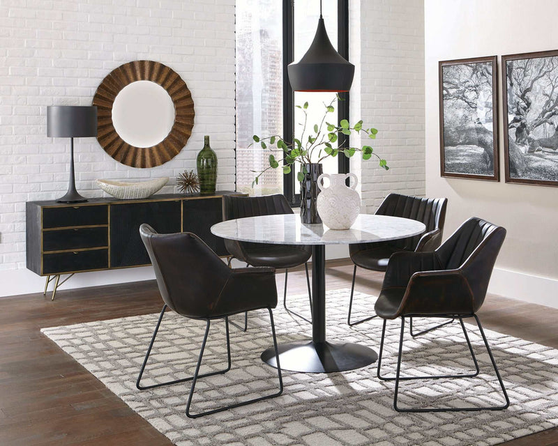 Bartole - White & Matte Black - Round Dining Table - Ornate Home