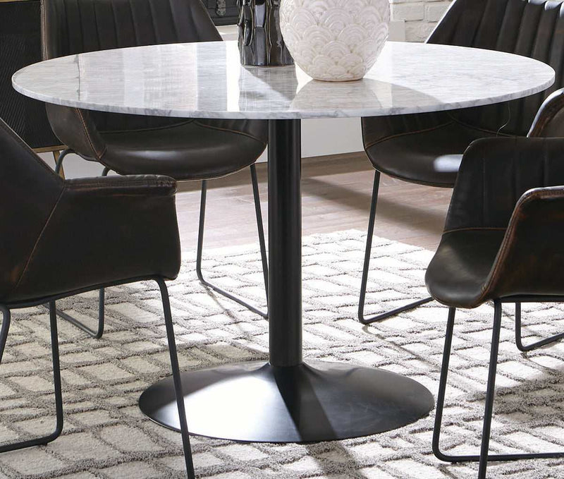 Bartole - White & Matte Black - Round Dining Table - Ornate Home