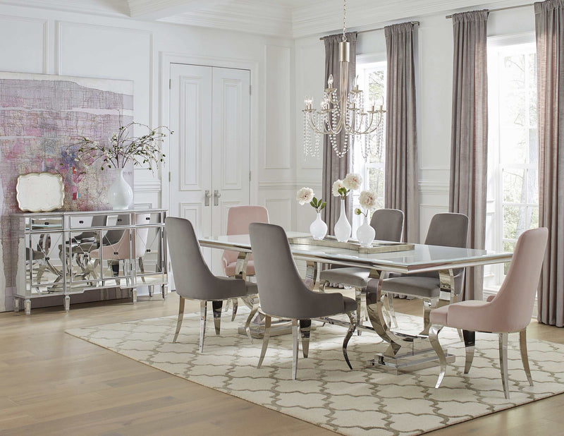 Antoine - White & Chrome - Dining Table - Ornate Home