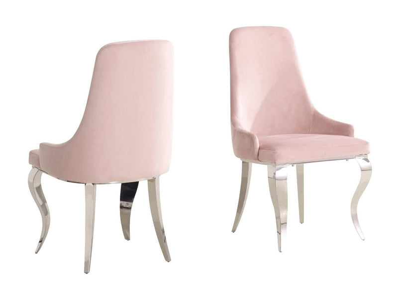 Antoine - Pink Velvet & Chrome - Side Chairs (Set of 2) - Ornate Home