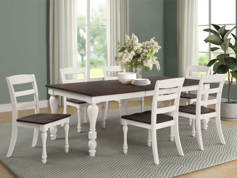 Madelyn - Dark Cocoa & Coastal White - Dining Table w/ Extension Leaf - Ornate Home