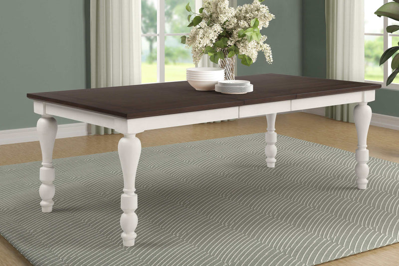 Madelyn - Dark Cocoa & Coastal White - Dining Table w/ Extension Leaf - Ornate Home