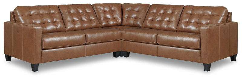 Baskove Auburn Leather Match 3pc Sectional