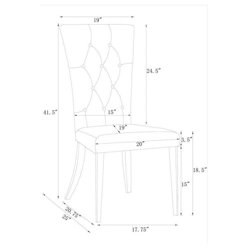 Kerwin Gray & Chrome Tufted Side Chair (Set of 2)