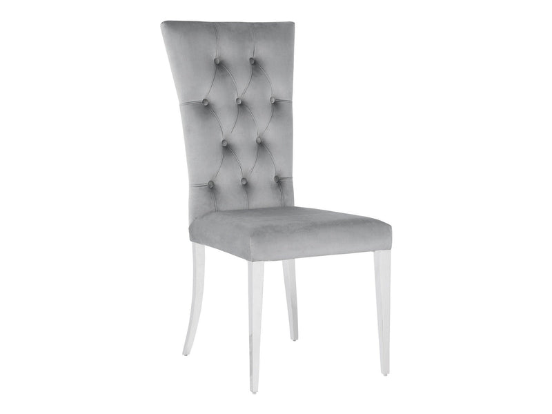 Kerwin Gray & Chrome Tufted Side Chair (Set of 2)