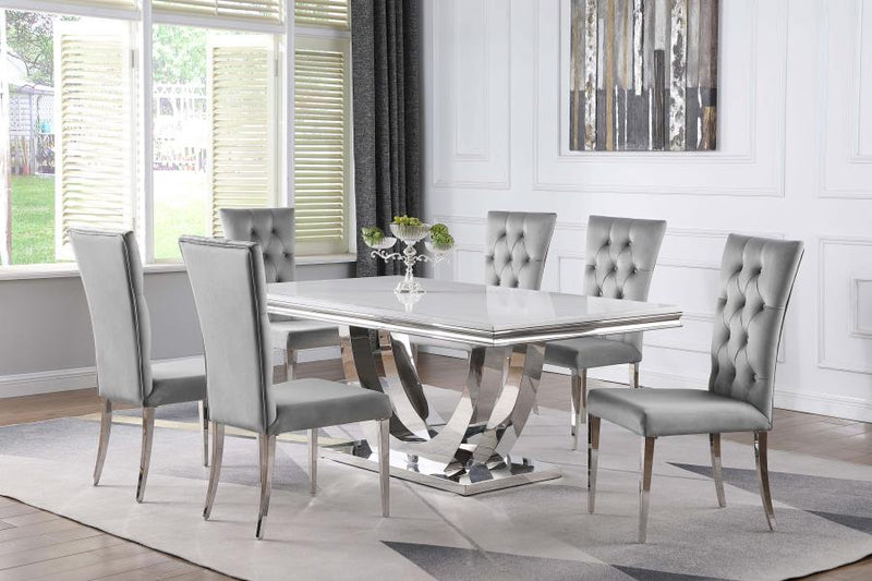 Kerwin Grey & Chrome 7pc Dining Room Set