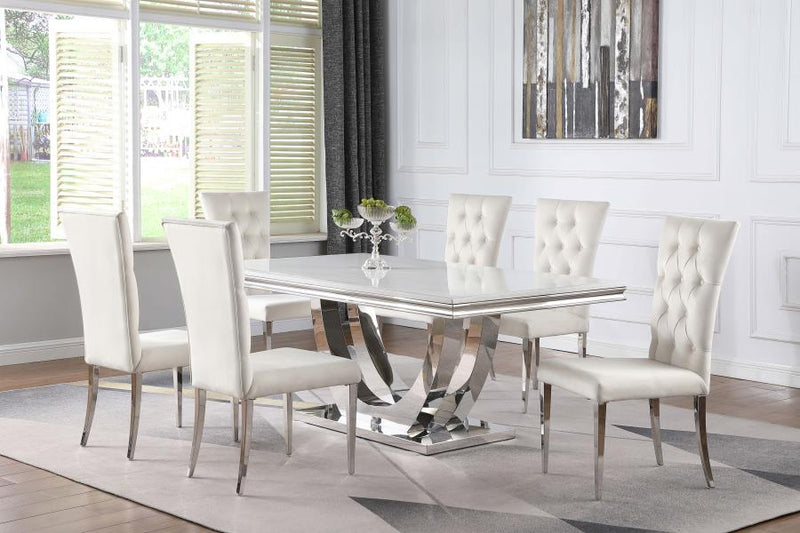 Kerwin White & Chrome 7pc Dining Room Set