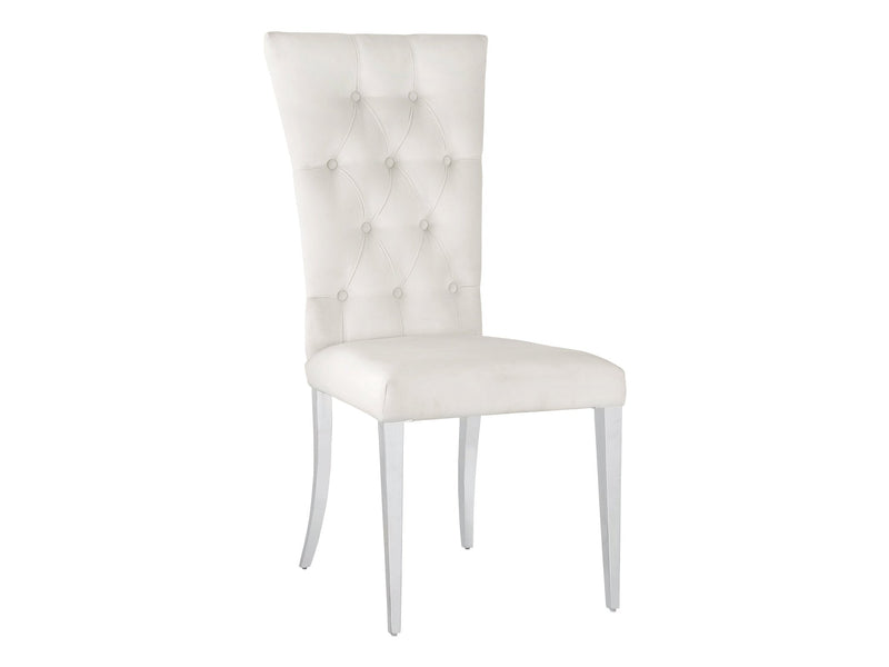 Kerwin White & Chrome Tufted Side Chair (Set of 2)