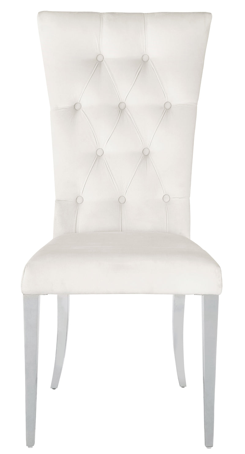 Kerwin White & Chrome Tufted Side Chair (Set of 2)