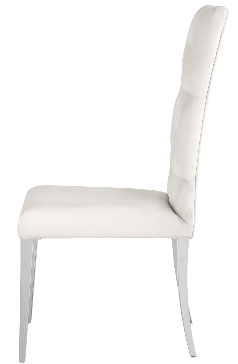 Kerwin White & Chrome Tufted Side Chair (Set of 2)