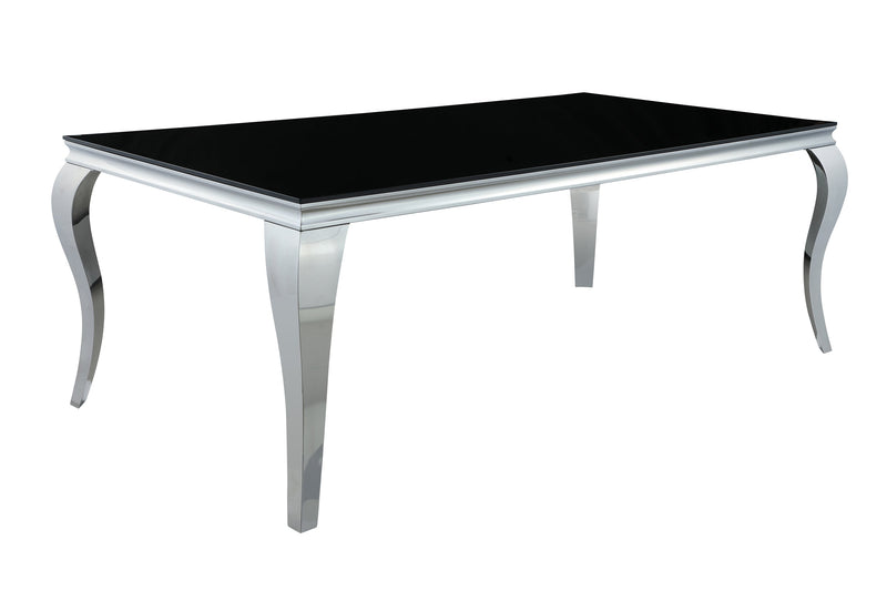 Carone - Black & Chrome - Glass Top Dining Table - Ornate Home