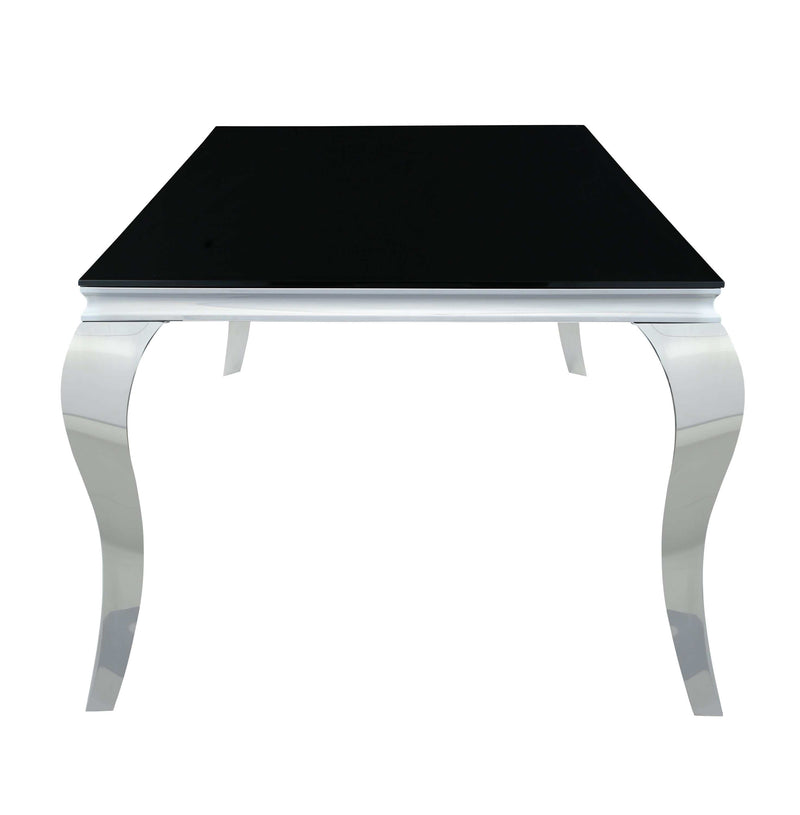 Carone - Black & Chrome - Glass Top Dining Table - Ornate Home