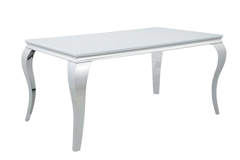 Carone - White & Chrome - Glass Top Dining Table - Ornate Home