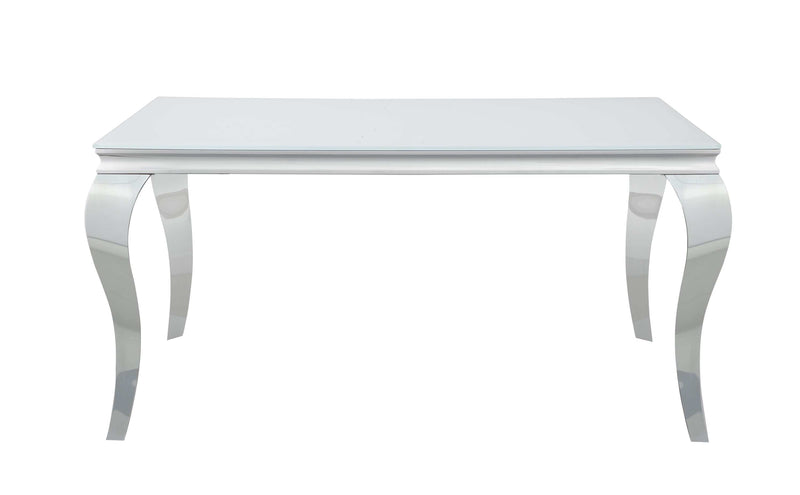 Carone - White & Chrome - Glass Top Dining Table - Ornate Home