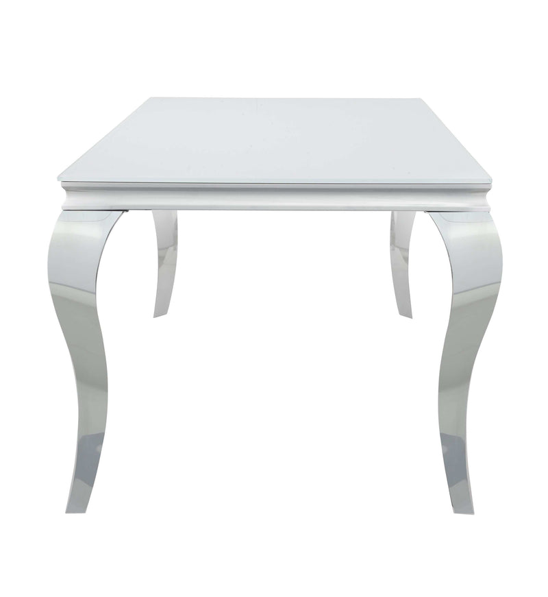 Carone - White & Chrome - Glass Top Dining Table - Ornate Home