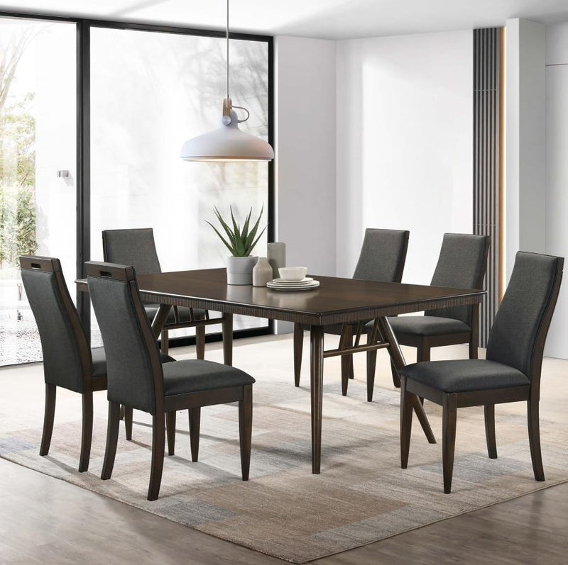 Wes Grey & Dark Walnut  7pc Rectangular Dining Room Set